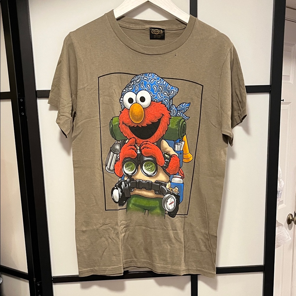 Vintage Elmo Adventure Graphic Tee - Brown Unisex Size Small - Single Stitch